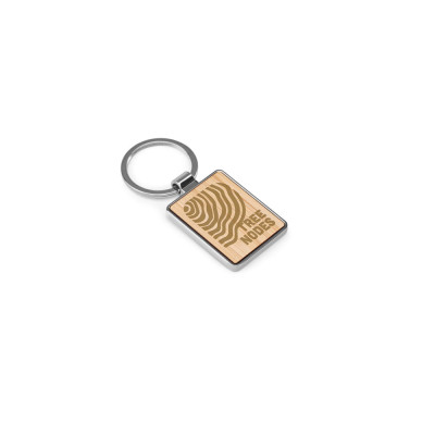 GASTON RECTANGULAR. Rectangular iron keychain in zinc and bamboo